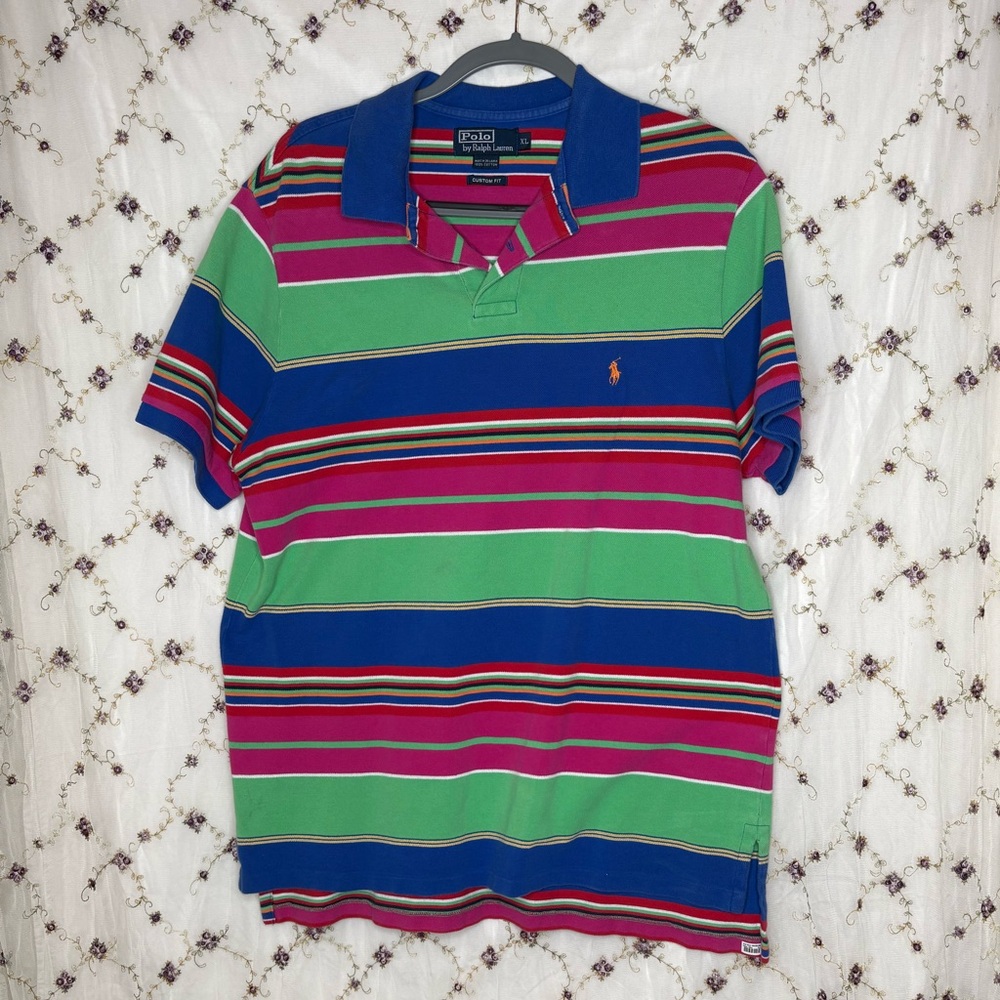 Polo by Ralph Lauren Men's Shirt - Blue, Green, Pink Stripes